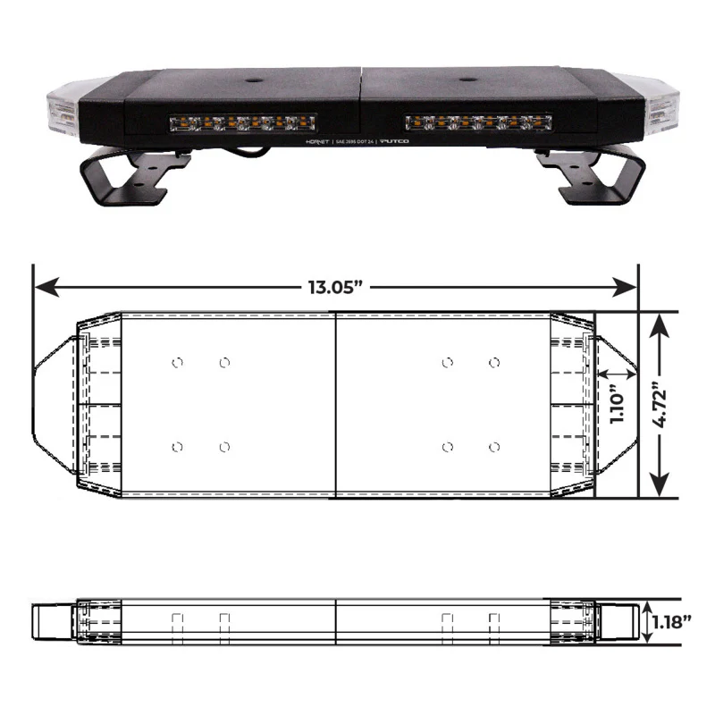 Putco 16in Hornet Light Bar - (Amber) LED Stealth Rooftop Strobe Bar - Image 9
