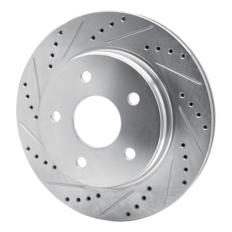 R1 02-24 Dodge Ram 1500 Front Left Drilled & Slotted Silver Brake Rotor - Image 4