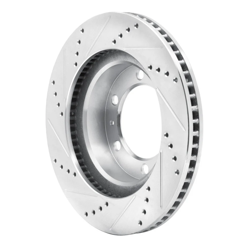 R1 03-23 Toyota FJ Cruiser Front Right Drilled & Slotted Silver Brake Rotor - Image 2
