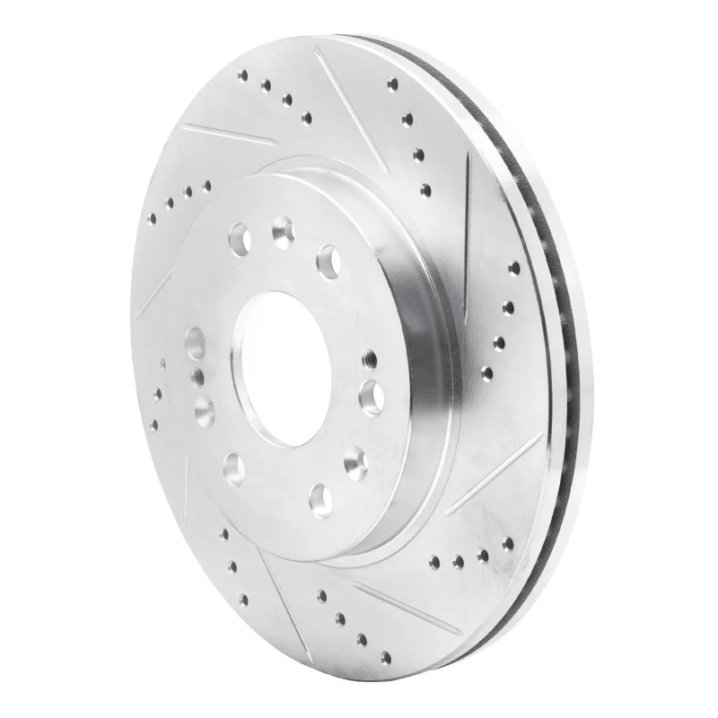 R1 05-19 Chevrolet Silverado 1500 Front Right Drilled & Slotted Silver Brake Rotor - Image 3
