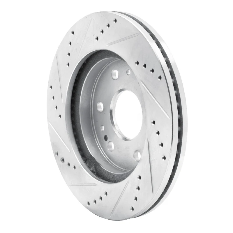 R1 05-19 Chevrolet Silverado 1500 Front Right Drilled & Slotted Silver Brake Rotor - Image 4