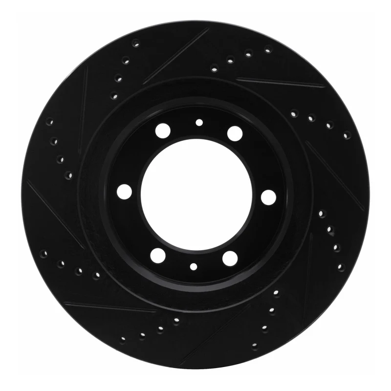 R1 05-23 Toyota Tacoma Front Right Drilled & Slotted Black Brake Rotor - Image 2