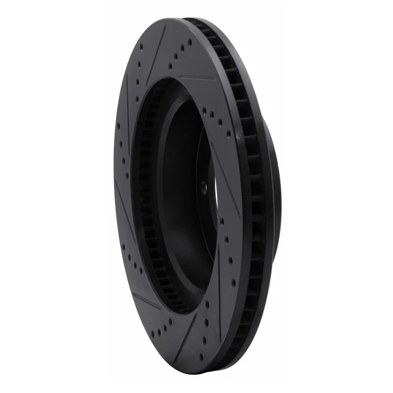 R1 05-23 Toyota Tacoma Front Right Drilled & Slotted Black Brake Rotor - Image 4