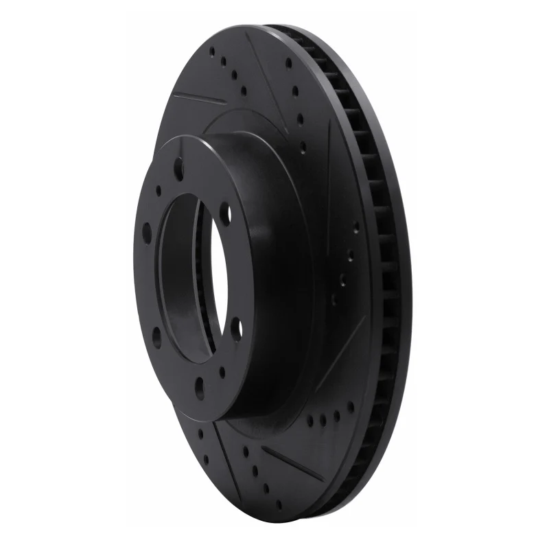 R1 05-23 Toyota Tacoma Front Right Drilled & Slotted Black Brake Rotor - Image 5