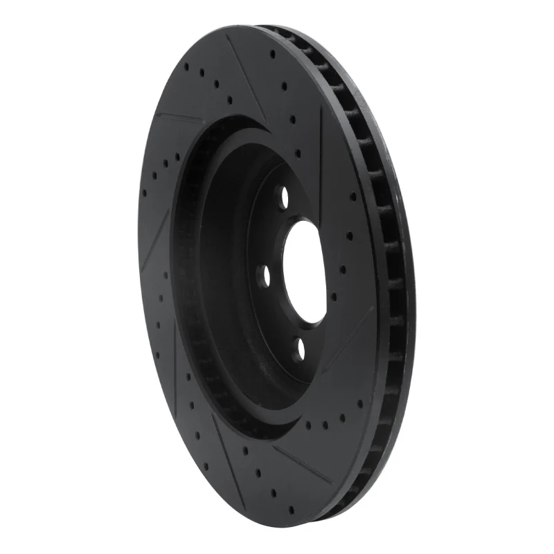 R1 09-23 Dodge Challenger Front Left Drilled & Slotted Black Brake Rotor - Image 3