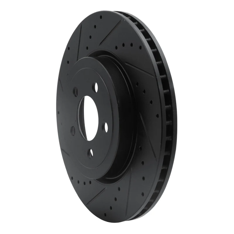 R1 09-23 Dodge Challenger Front Left Drilled & Slotted Black Brake Rotor - Image 5