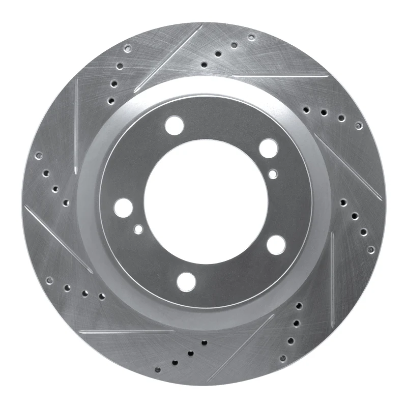 R1 17-21 Toyota Land Cruiser Front Left Drilled & Slotted Silver Brake Rotor