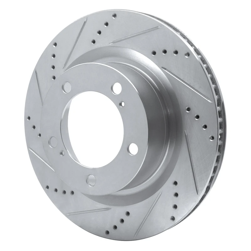 R1 17-21 Toyota Land Cruiser Front Left Drilled & Slotted Silver Brake Rotor - Image 2