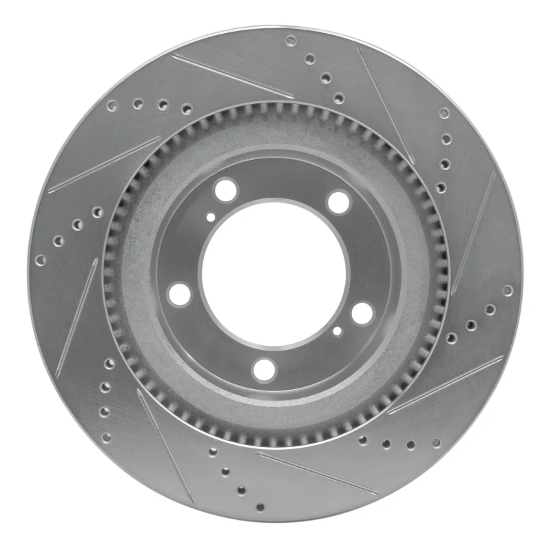 R1 17-21 Toyota Land Cruiser Front Left Drilled & Slotted Silver Brake Rotor - Image 3
