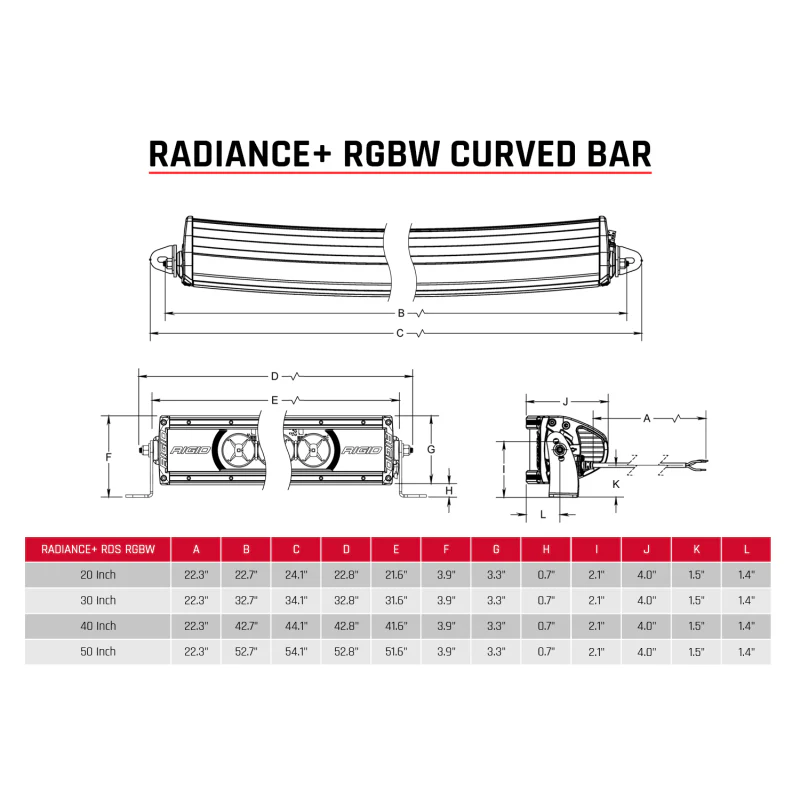 Rigid Industries Radiance+ Curved 30in. RGBW Light Bar - Image 3