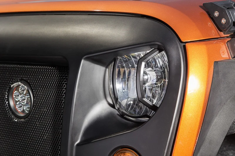 Rugged Ridge 07-18 Jeep Wrangler JK/JKU Textured Black Elite Headlight Euro Guards - Image 3