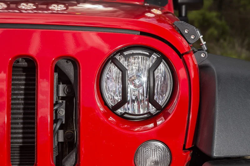 Rugged Ridge 07-18 Jeep Wrangler JK/JKU Textured Black Elite Headlight Euro Guards - Image 4