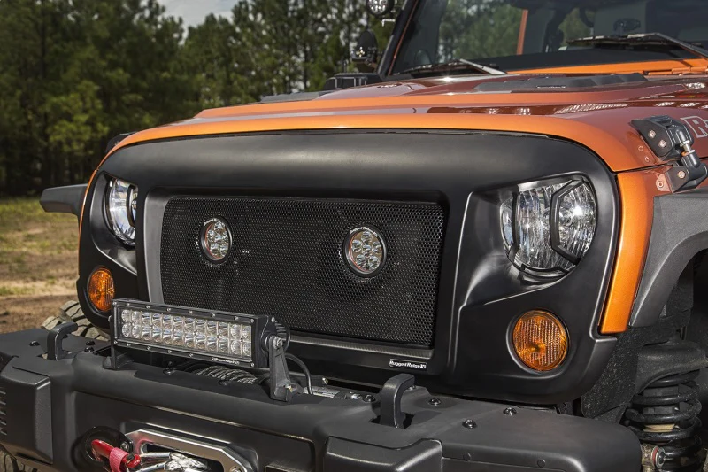 Rugged Ridge 07-18 Jeep Wrangler JK/JKU Textured Black Elite Headlight Euro Guards - Image 5