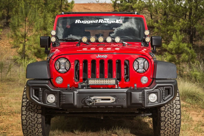 Rugged Ridge 07-18 Jeep Wrangler JK/JKU Textured Black Elite Headlight Euro Guards - Image 7
