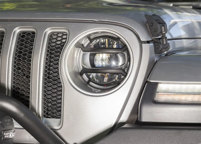 Rugged Ridge 18-20 Jeep Wrangler JL / 2020 Jeep Gladiator JT Black Elite Headlight Guards Black - Image 4