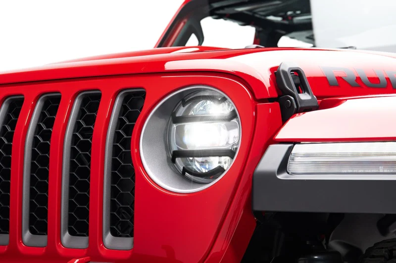 Rugged Ridge 18-20 Jeep Wrangler JL / 2020 Jeep Gladiator JT Black Elite Headlight Guards Black - Image 5