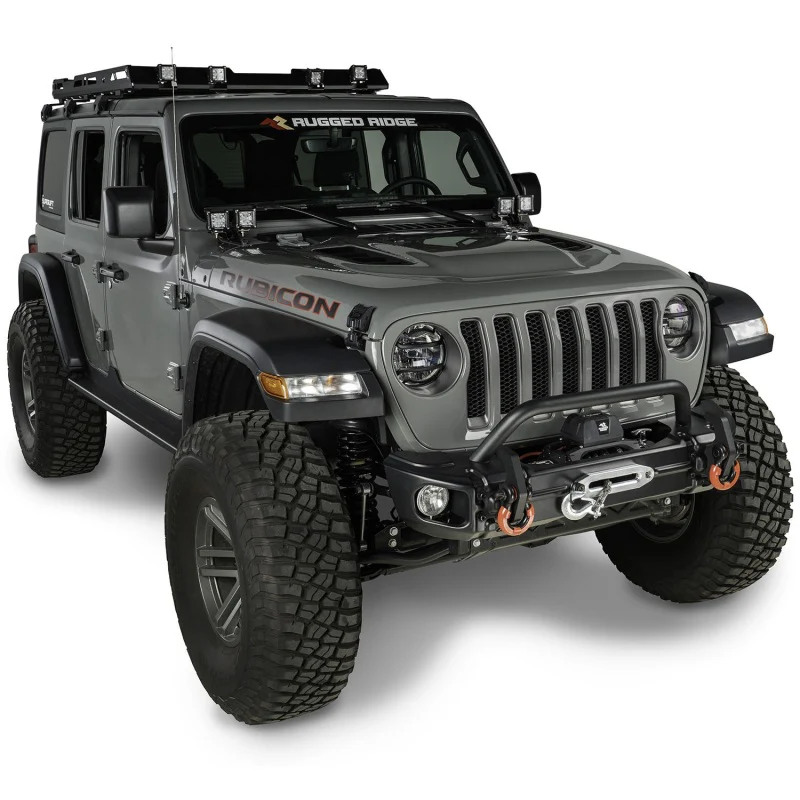 Rugged Ridge 18-20 Jeep Wrangler JL/JT Arcus Front Bumper Set w/ Overrider - Image 3