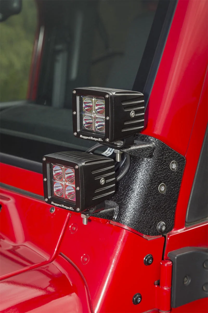 Rugged Ridge 97-06 Jeep Wrangler TJ Textured Black Dual A-Pillar Light Mount - Image 5