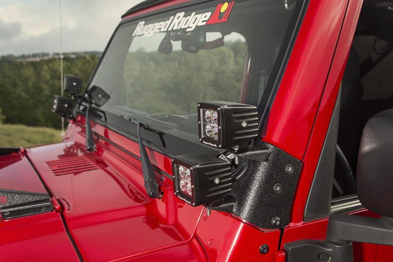 Rugged Ridge 97-06 Jeep Wrangler TJ Textured Black Dual A-Pillar Light Mount - Image 6