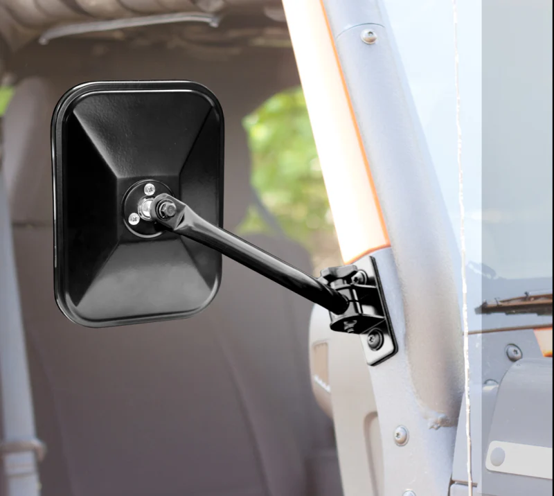 Rugged Ridge 97-18 TJ JK Black Rectangular Quick Release Mirrors - Image 2