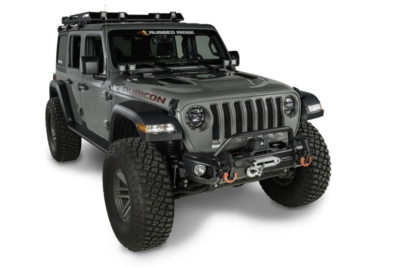 Rugged Ridge Arcus Front Bumper Tube Overrider Black 18-20 Jeep Wrangler JL - Image 2