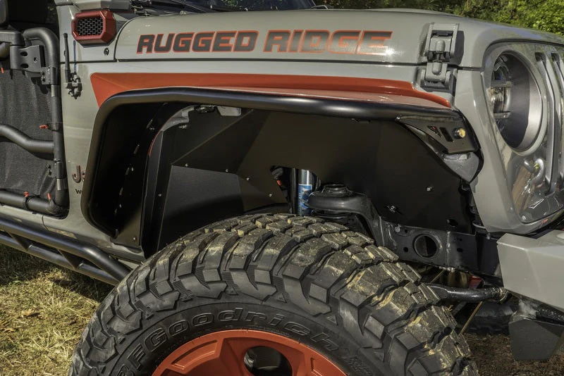 Rugged Ridge Inner Fender Liners Frnt Aluminum Black 18-20 Jeep Wrangler JL - Image 3