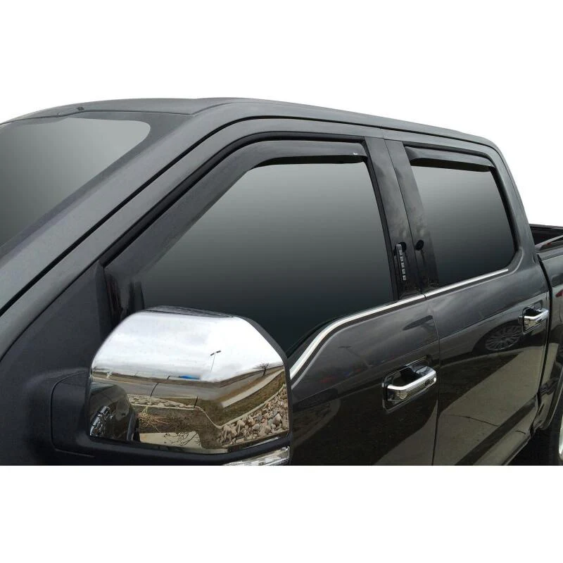 Westin 2015-2018 Ford F-150 SuperCrew Wade In-Channel Wind Deflector 4pc - Smoke - Image 2