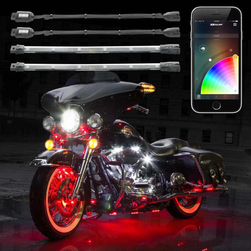 XK Glow Strip Million Color XKCHROME Smartphone App ATV/Motorcycle LED Light Kit 6xPod + 2x10In - Image 2